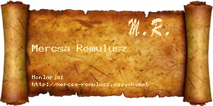 Mercsa Romulusz névjegykártya